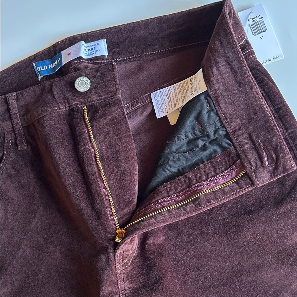 Old Navy Plum Velvet Higher High-Rise Flare Jeans Secret-Smooth Pockets Purple - Picture 10 of 14